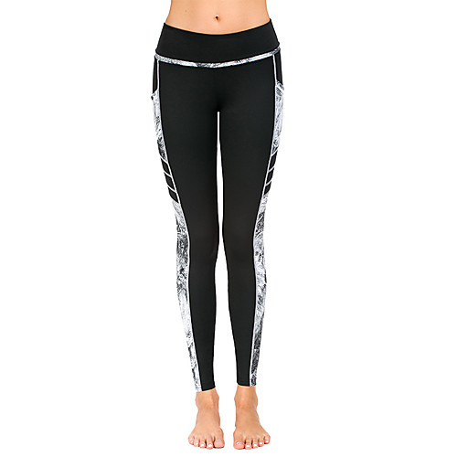 

Women's Pocket Yoga Pants Color Block Elastane Fitness Gym Workout Tights Activewear Breathable Moisture Wicking Butt Lift Tummy Control High Elasticity Skinny