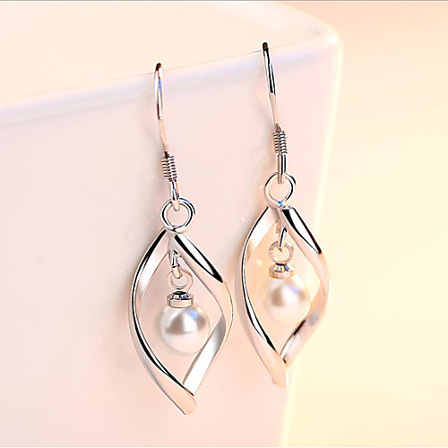 

Women's Hoop Earrings Earrings Classic Fashion Punk Trendy Romantic Sweet Cute Imitation Pearl Earrings Jewelry Silver For Gift Date Street Birthday Festival 1 Pair