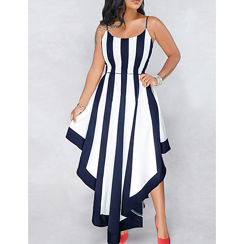 

Women's Sheath Dress - Sleeveless Striped Summer Elegant 2020 Yellow Green Navy Blue S M L XL XXL