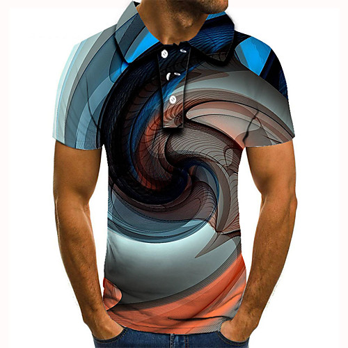 

Men's 3D Graphic Polo Basic Daily Shirt Collar Rainbow / Short Sleeve