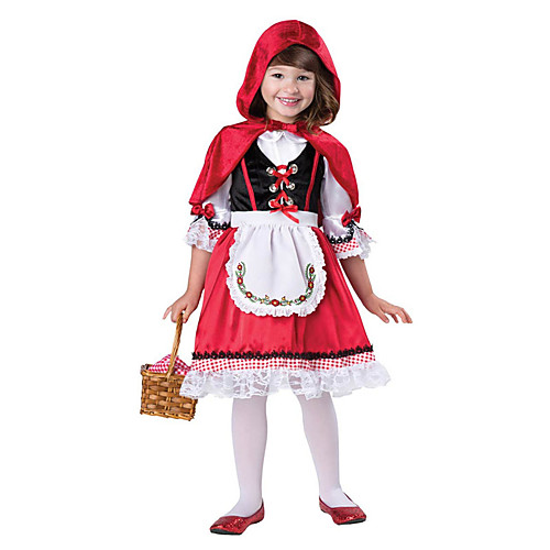 

Little Red Riding Hood Dress Cloak Outfits Girls' Movie Cosplay Cosplay Red Dress Apron Cloak Children's Day Masquerade Polyester