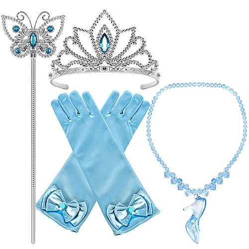 

Princess Cinderella Princess Cosplay Jewelry Accessories Girls' Movie Cosplay Blue Gloves Crown Necklace Children's Day Masquerade Plastics / Wand