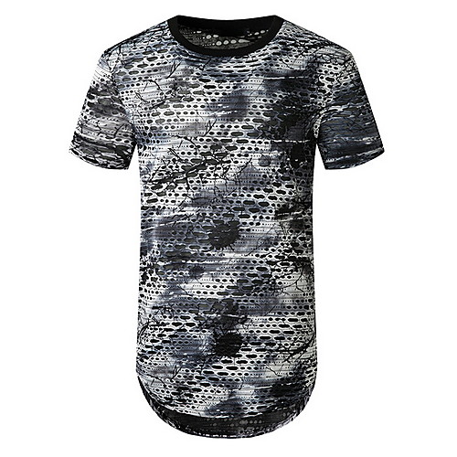 

Men's T shirt Geometric Print Short Sleeve Daily Tops Basic Blue Dark Gray