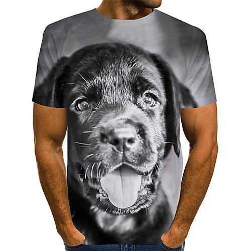 

Men's Plus Size Geometric Print T-shirt Basic Street chic Daily Going out Round Neck Dark Gray / Short Sleeve