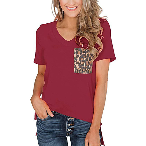 

Women's Solid Colored T-shirt Daily Weekend V Neck White / Black / Blue / Red / Blushing Pink / Army Green