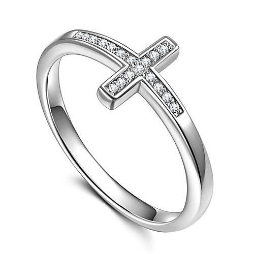 

Women's Ring Belle Ring AAA Cubic Zirconia 1pc White Copper Silver-Plated Irregular Statement Luxury Party Evening Gift Jewelry Geometrical Wearable