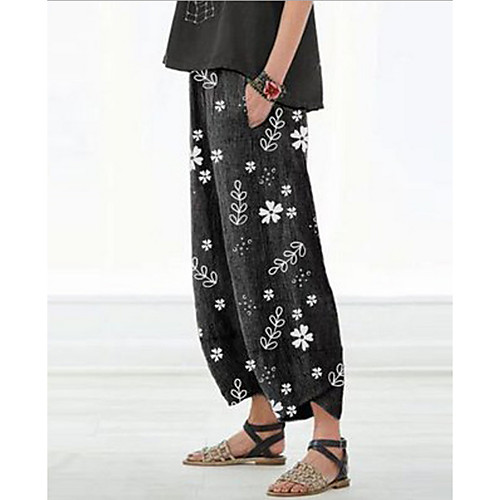 

Women's Basic Loose Chinos Pants - Print Black Red Light gray S / M / L