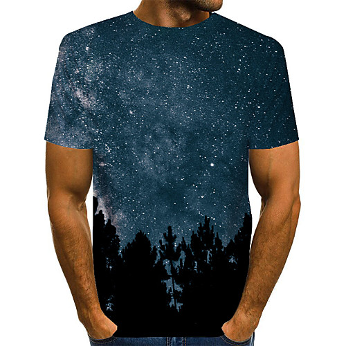 

Men's T shirt 3D Short Sleeve Daily Tops Basic Exaggerated Blue Purple Yellow