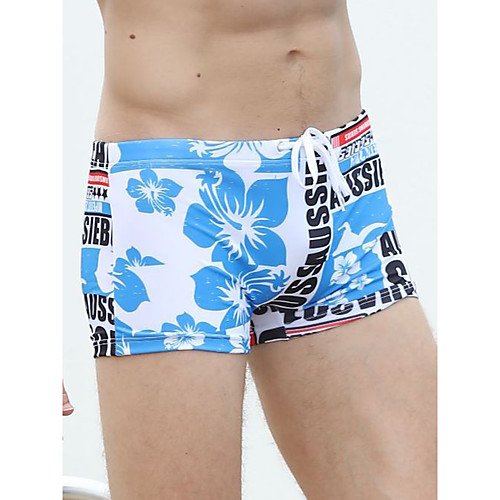 

Men's Basic Blue Boy Leg Bottoms Swimwear Swimsuit - Color Block Breathable M L XL Blue