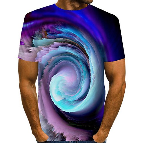 

Men's T shirt Galaxy Graphic Short Sleeve Daily Tops Black Blue Red