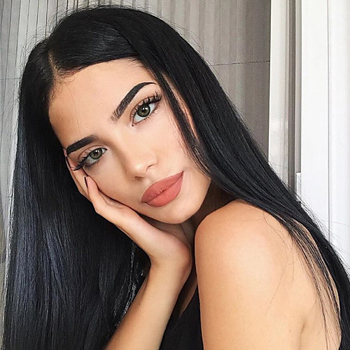 

Synthetic Lace Front Wig Straight Gaga Middle Part Lace Front Wig Long Black#1B Synthetic Hair 22-26 inch Women's Heat Resistant Women Hot Sale Black / Glueless