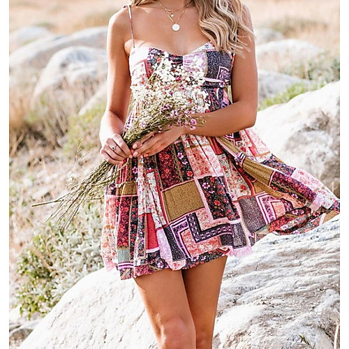 

Women's A-Line Dress Short Mini Dress - Sleeveless Floral Summer Boho 2020 Blushing Pink S M L XL XXL