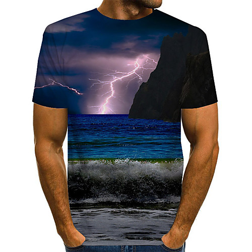 

Men's Plus Size 3D Print T-shirt Basic Daily Round Neck Blue / Short Sleeve