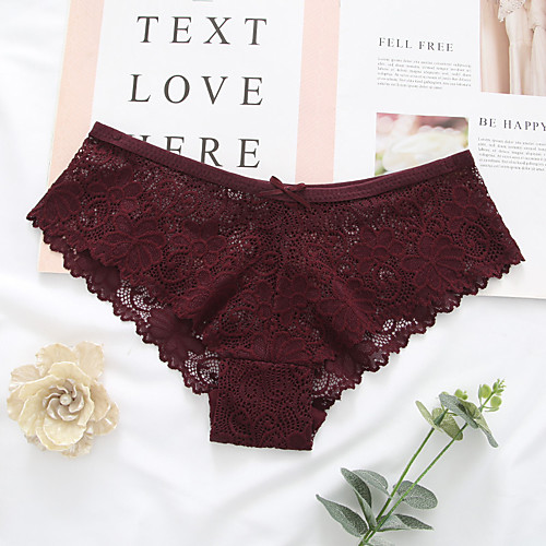 

Women's Lace / Basic Brief - Normal Mid Waist Purple Blushing Pink Red One-Size