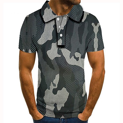 

Men's 3D Polo Basic Daily Shirt Collar Gray / Short Sleeve