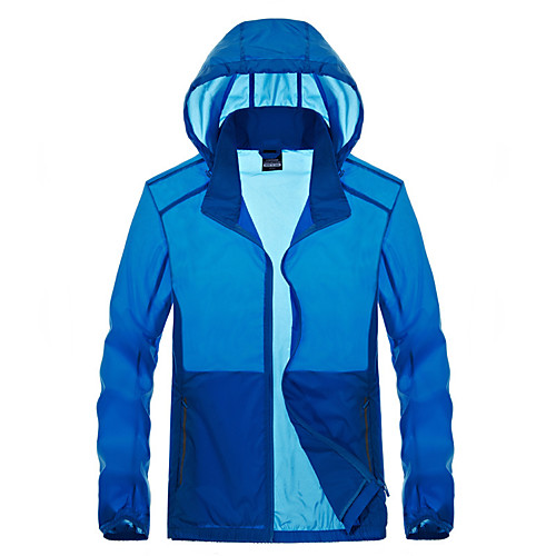

Men's Hiking Skin Jacket Hiking Jacket Summer Outdoor Waterproof Sunscreen Breathable Quick Dry Jacket Hoodie Top Running Hunting Fishing Navy Blue / Grey / Dark Navy / Dark Blue