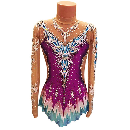 

21Grams Rhythmic Gymnastics Leotards Artistic Gymnastics Leotards Women's Girls' Kids Leotard Spandex High Elasticity Handmade Long Sleeve Competition Dance Rhythmic Gymnastics Artistic Gymnastics