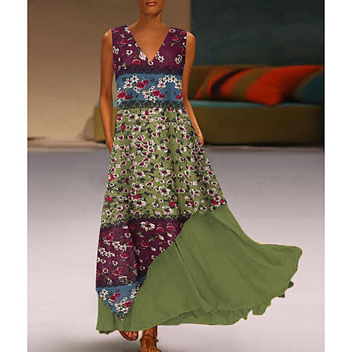 

Women's A Line Dress - Sleeveless Print Summer Casual Mumu 2020 Blue Blushing Pink Green M L XL XXL XXXL XXXXL XXXXXL