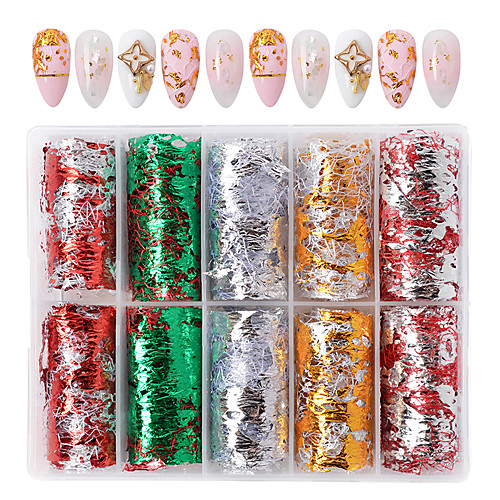 

10pcs/box 4X50cm 3D Mesh Nail Sticker Gold Silver Red Net Line Tape on Nails Holo Adhesive Silk Foil Nail Art Decorations Decal