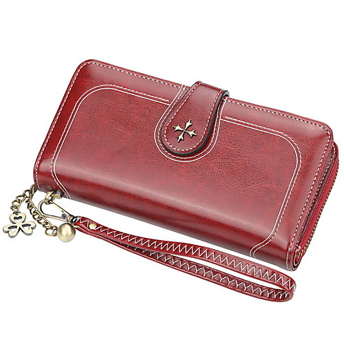

Unisex Zipper PU Wallet Solid Color Wine / Black / Blue