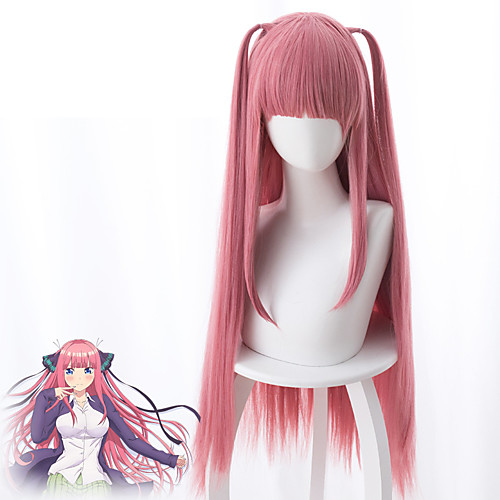 

The Quintessential Quintuplets Cosplay Wigs Women's Asymmetrical 35 inch Heat Resistant Fiber kinky Straight Pink Pink Anime