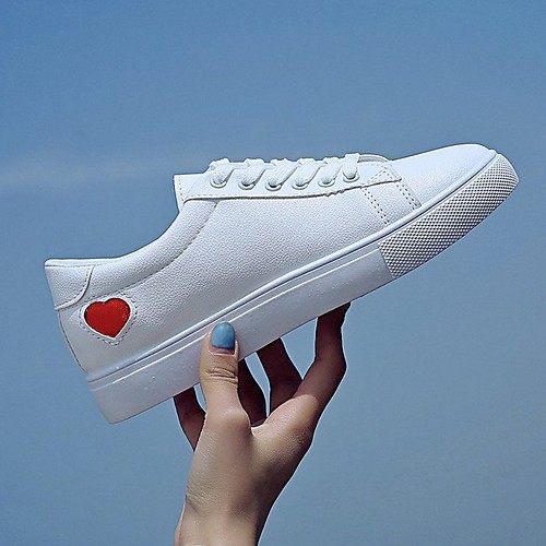 

Women's Sneakers Summer Flat Heel Round Toe Daily PU Red / Silver