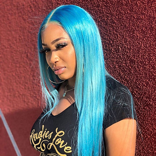 

Synthetic Lace Front Wig Straight Gaga Middle Part Lace Front Wig Long Blue Synthetic Hair 22-26 inch Women's Heat Resistant Women Hot Sale Blue / Glueless