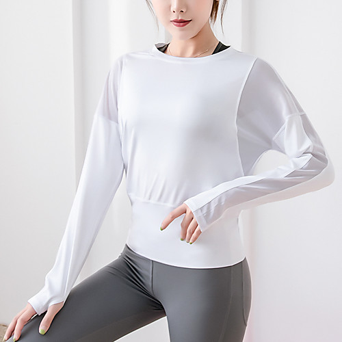 

Women's Mesh Mesh Workout Shirt Running Shirt Running Active Training Fitness Breathable Soft Sweat-wicking Sportswear Top Long Sleeve Activewear Stretchy