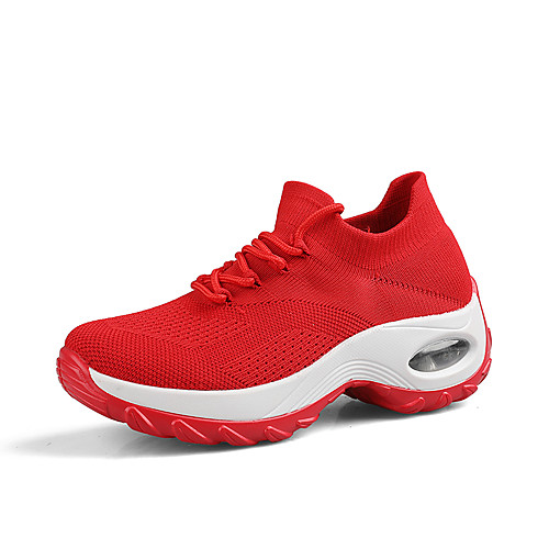 

Women's Trainers / Athletic Shoes Summer Flat Heel Round Toe Sporty Athletic Solid Colored Elastic Fabric / Tissage Volant Walking Shoes Black / Yellow / Red