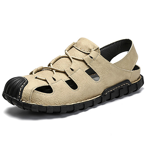 

Men's Spring & Summer Classic / British Daily Outdoor Sandals Walking Shoes Leather Breathable Wear Proof Camel / Black / Beige