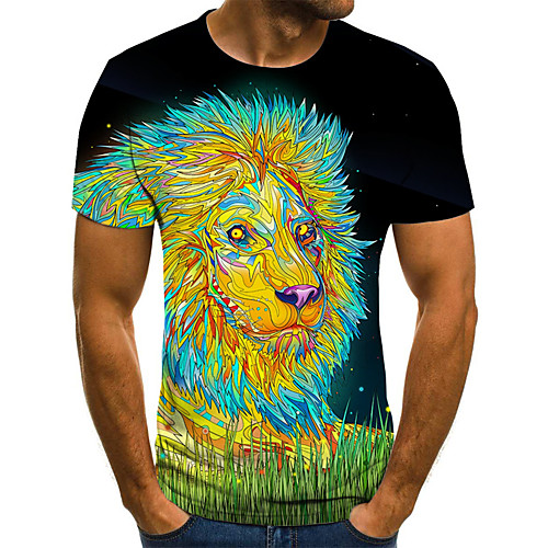 

Men's 3D Print T-shirt Daily Round Neck Green / Short Sleeve