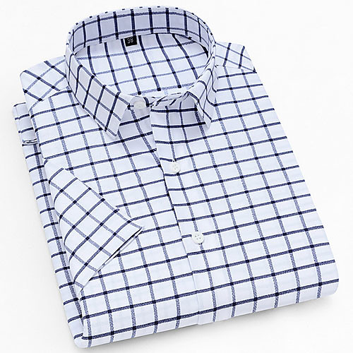

Men's Shirt Plaid Print Short Sleeve Daily Tops White