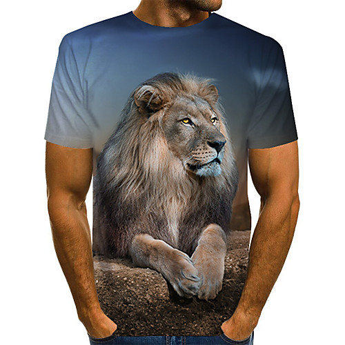

Men's Plus Size 3D Print T-shirt Basic Daily Round Neck Blue / Short Sleeve