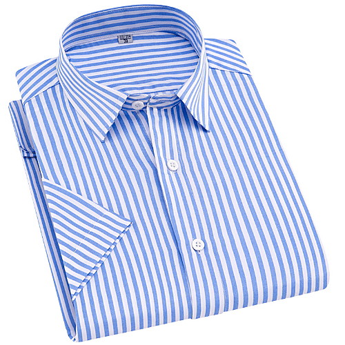 

Men's Shirt Striped Plaid Print Short Sleeve Daily Tops Blue