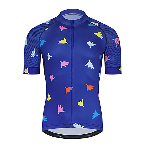 

21Grams Men's Short Sleeve Cycling Jersey Polyester BlueYellow Leaf Bike Jersey Top Mountain Bike MTB Road Bike Cycling UV Resistant Breathable Quick Dry Sports Clothing Apparel / Stretchy