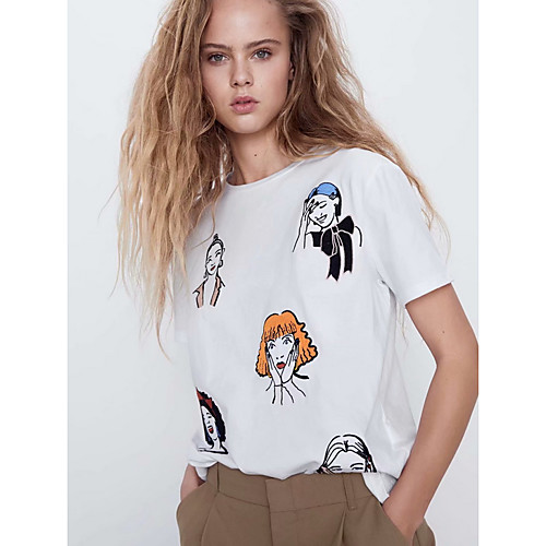 

Women's Portrait T-shirt Daily Weekend White