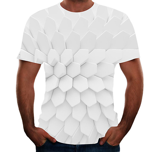 

Men's T shirt Color Block 3D Animal Plus Size Short Sleeve Going out Tops Basic Rainbow