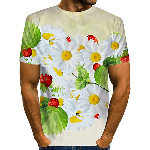 

Men's Plus Size Geometric 3D Print T-shirt Street chic Exaggerated Daily Going out Round Neck Rainbow / Short Sleeve