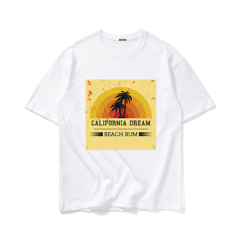 

Men's Graphic T-shirt Daily Round Neck White / Black / Short Sleeve