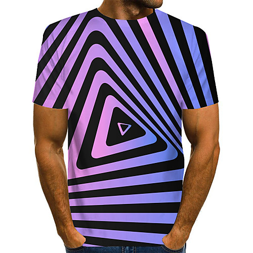 

Men's Graphic 3D Print Black & Gray Print T-shirt Basic Exaggerated Daily Purple / Red / Yellow / Gray