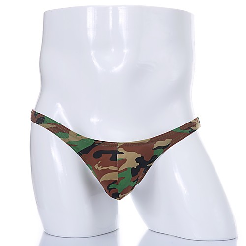 

Men's Print G-string Underwear - Normal Low Waist Yellow Army Green Blue S M L