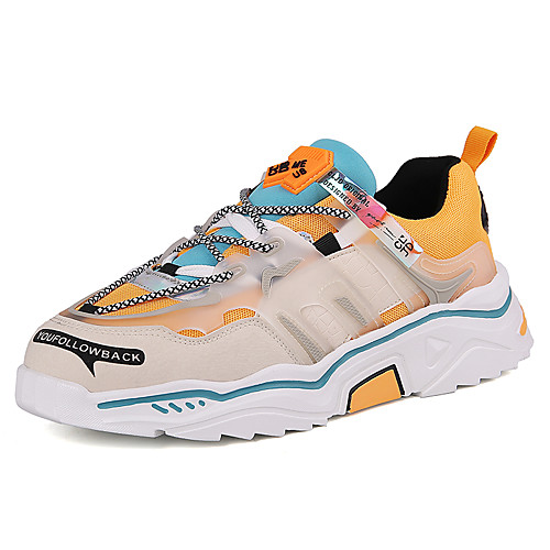 

Men's Summer / Fall Sporty / Casual Daily Outdoor Trainers / Athletic Shoes Walking Shoes PU / Tissage Volant Breathable Non-slipping Height-increasing White / Black / Orange