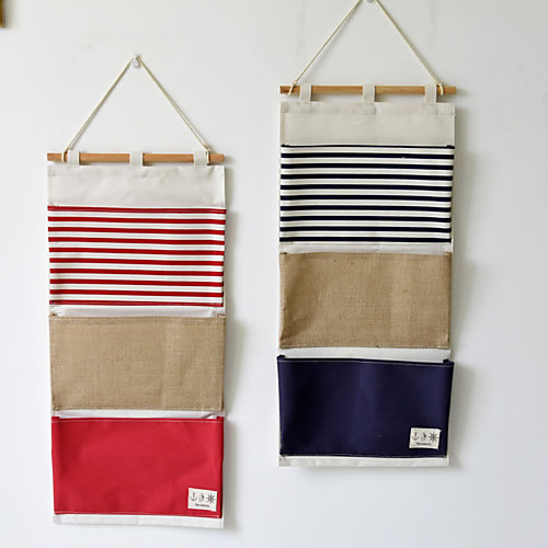 

Multifunctional Striped Stitching Storage Bag 3 Pockets Storage 1pc