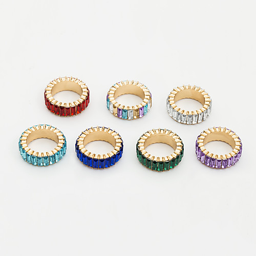 

Women's Ring 1pc Purple Red Green Acrylic Rhinestone Alloy Round Stylish Simple Trendy Party Evening Gift Jewelry Geometrical Wearable