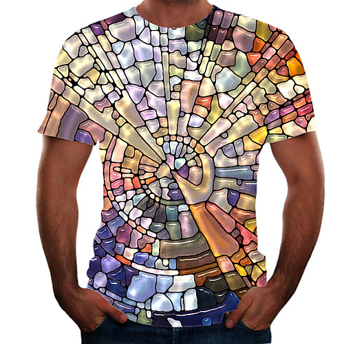 

Men's Plus Size Graphic T-shirt Basic Going out Weekend Round Neck Rainbow / Short Sleeve