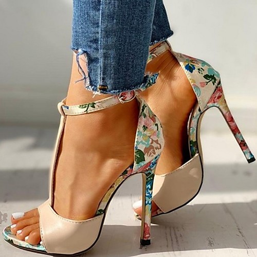 

Women's Sandals Summer Stiletto Heel Open Toe Daily PU Black / Red / Beige
