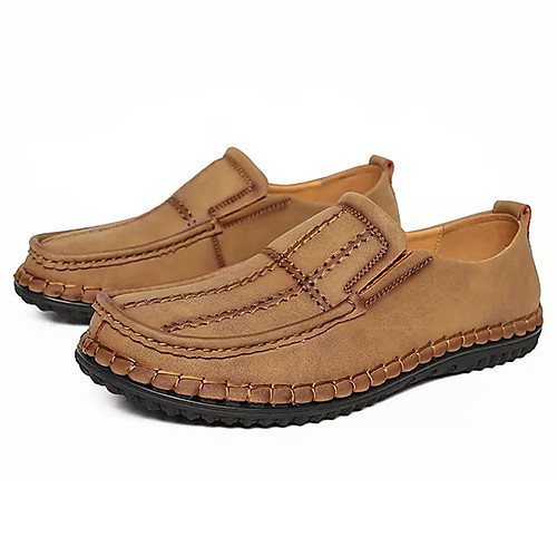 

Men's Spring & Summer Casual Daily Loafers & Slip-Ons PU Non-slipping Black / Khaki / Brown