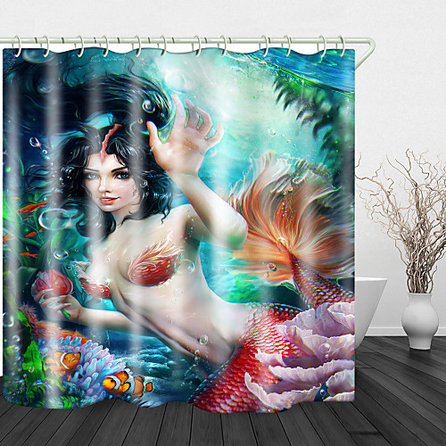 

Bathroom Shower Curtains & Hooks Rainbow Neoclassical Polyester Waterproof