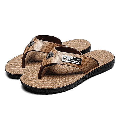 

Men's Summer Casual Daily Slippers & Flip-Flops PU Non-slipping Brown / Gray