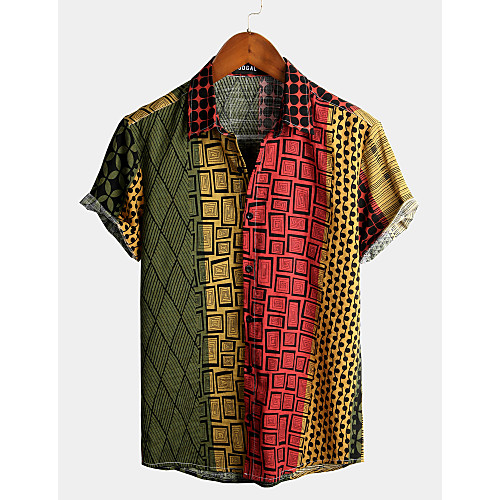 

Men's Tribal Shirt Basic Boho Daily Beach Red